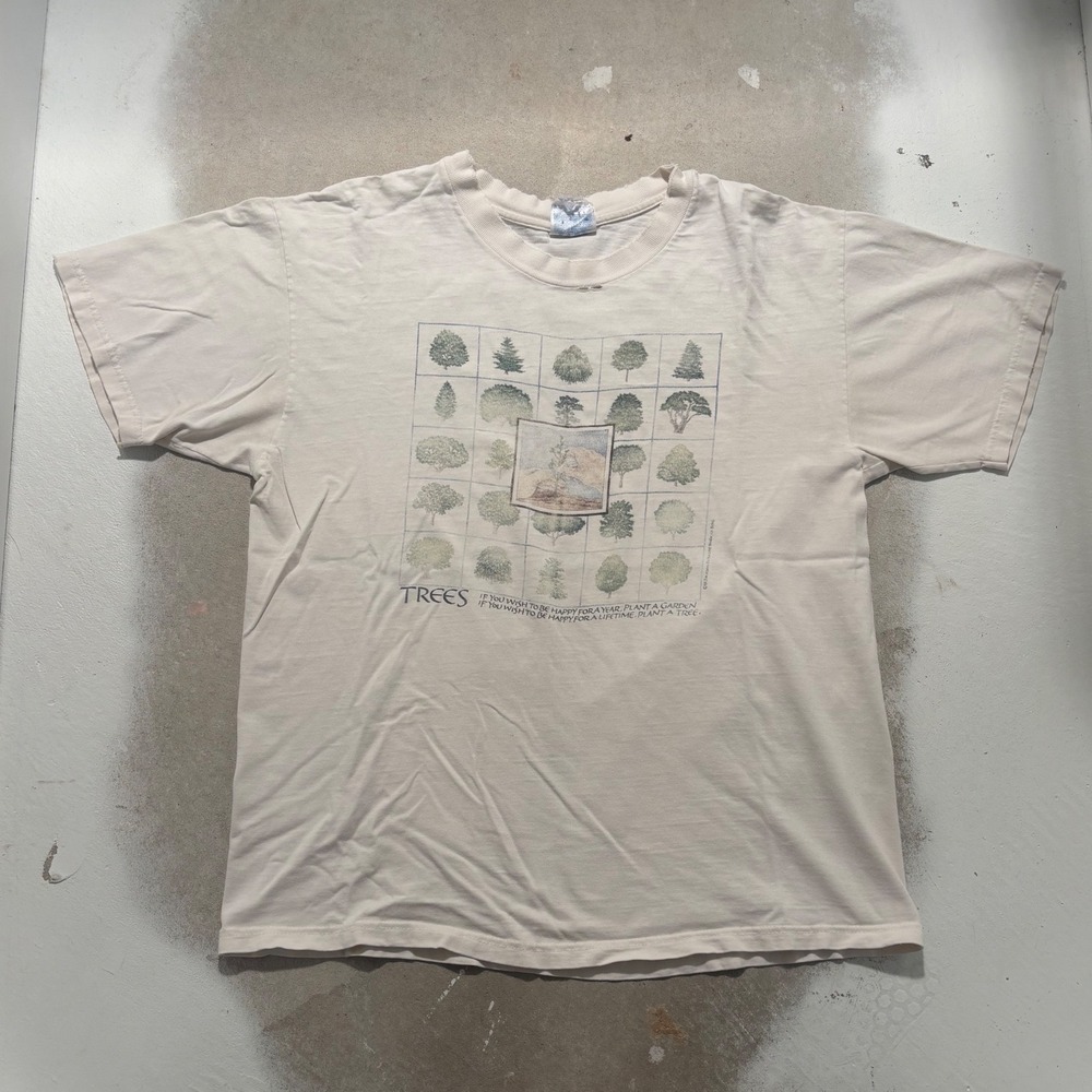 Vintage 1985 Jim Morris Trees T Shirt Hanes Beefy-T Single Stitch Distressed L